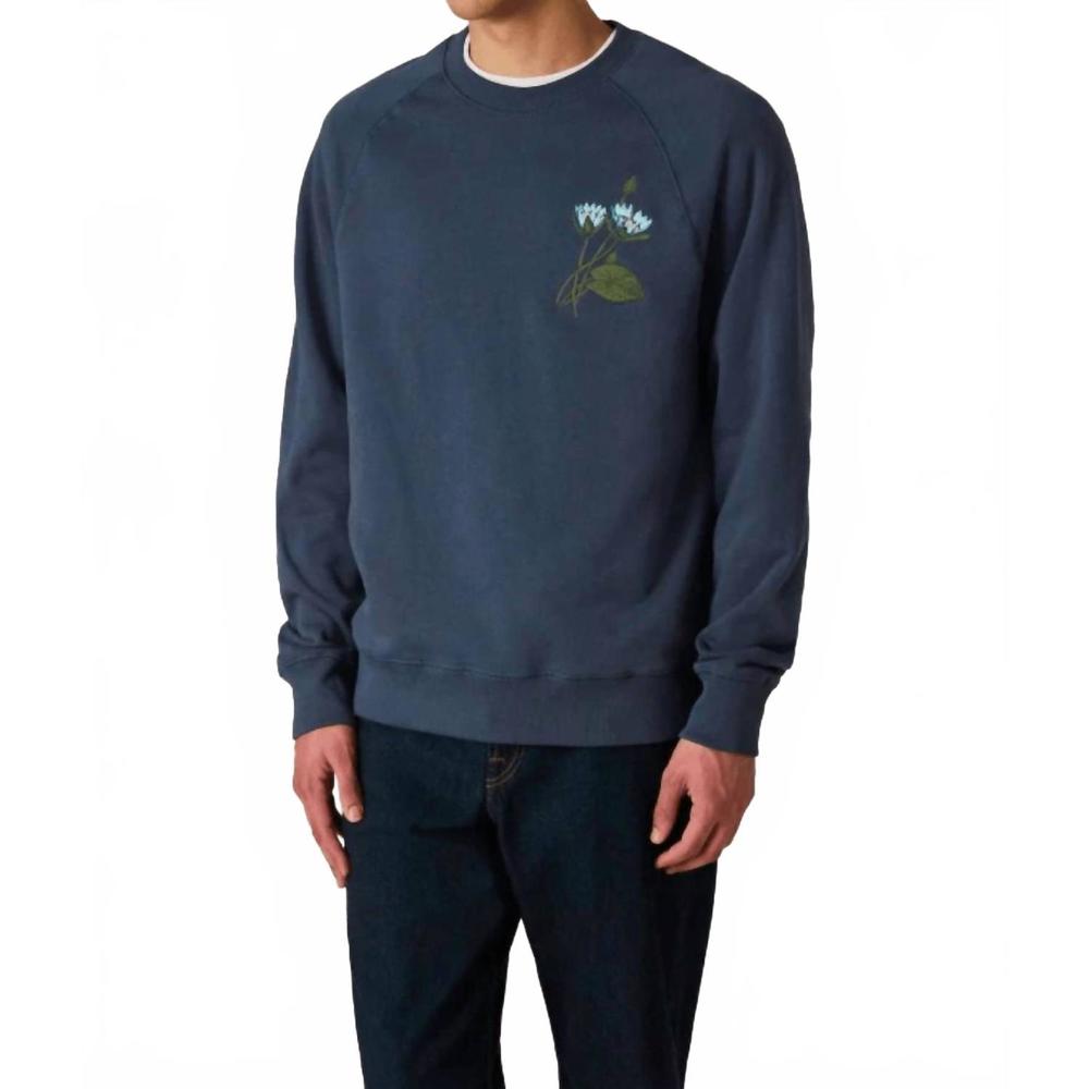 NEW PAUL SMITH floral embroidery sweatshirt in steel blue